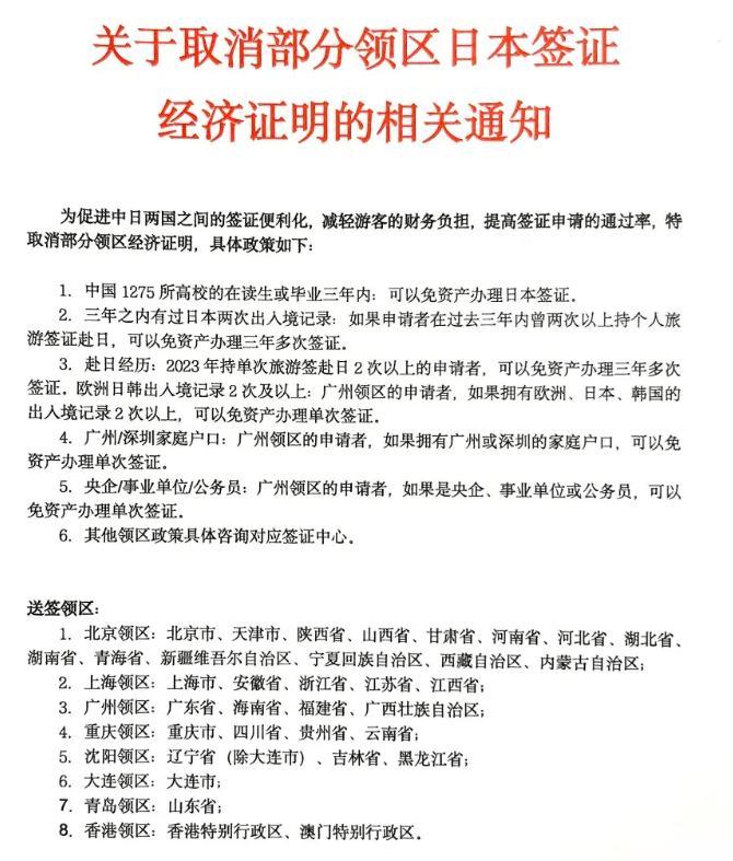 日本签证简化|部分领区免经济证明，高校在读生或毕业三年内，可免资产办签！
