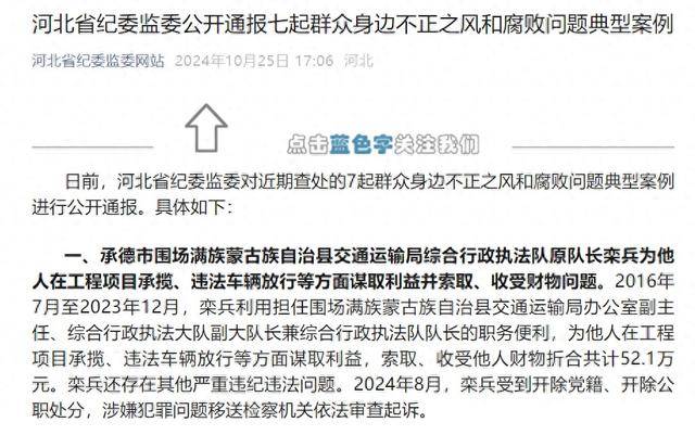 河北省纪委监委通报7起腐败典型案例