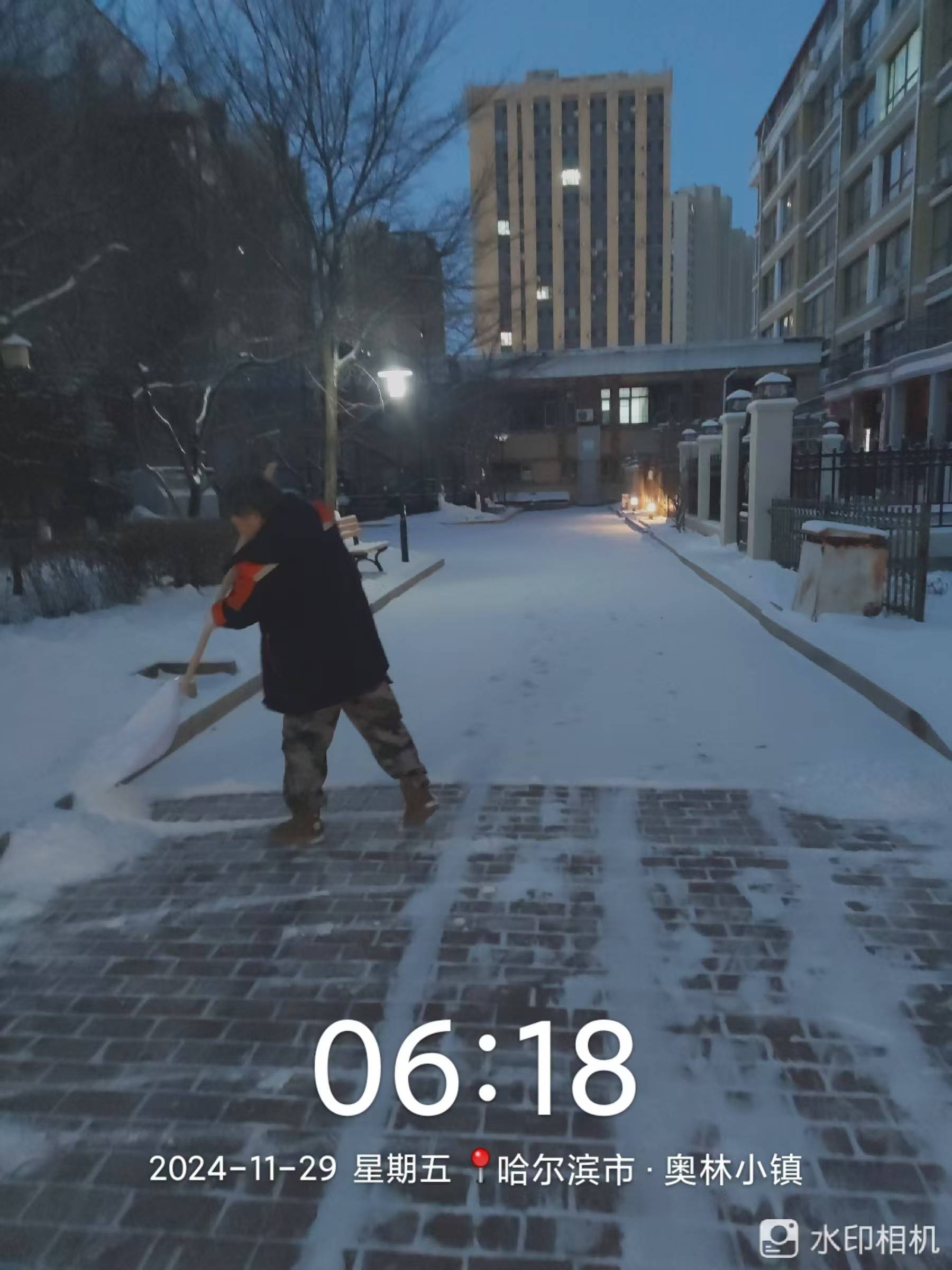 凌晨再“集结”！冰城物业人“清雪+服务”温暖小区业主