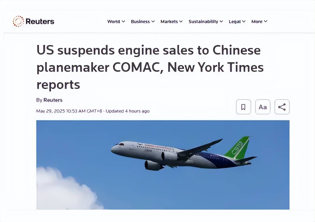 终于来了！美国断供C919飞机发动机网友：加速国产替代！