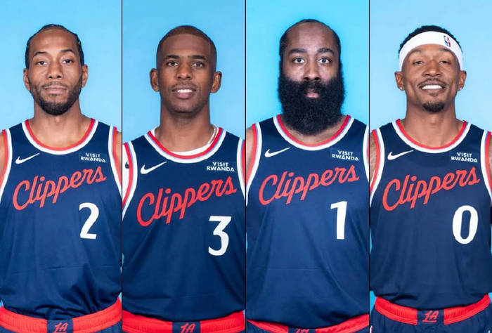 泪目！哈登保罗同框训练，快船首发确定4人：比尔受优待