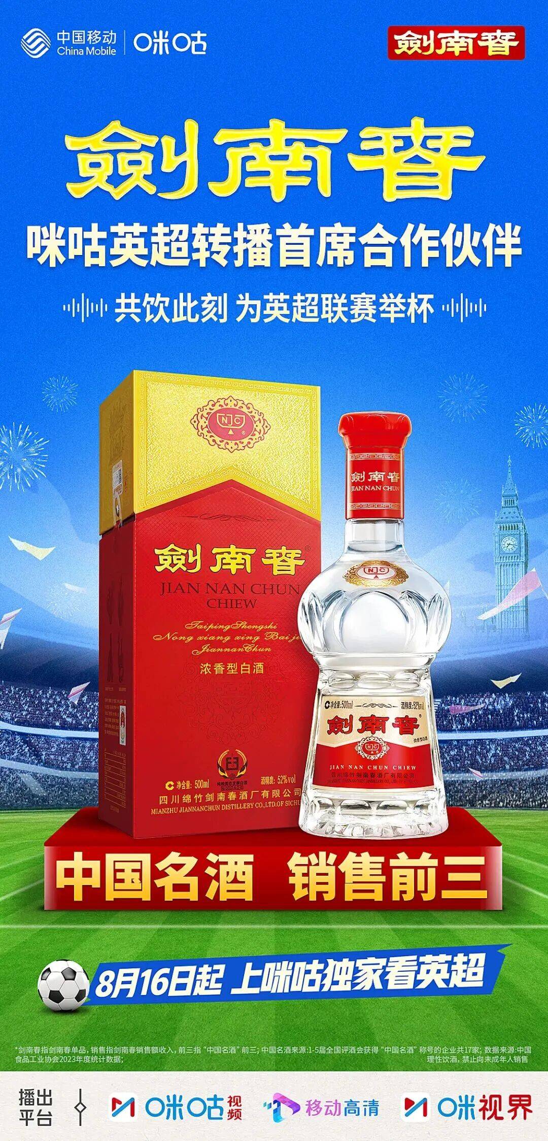 英超联赛免费高清直播+实时赛程+积分预测（2025赛季全覆盖）剑南春深化提升“体育营销力”丨酒眼·深度