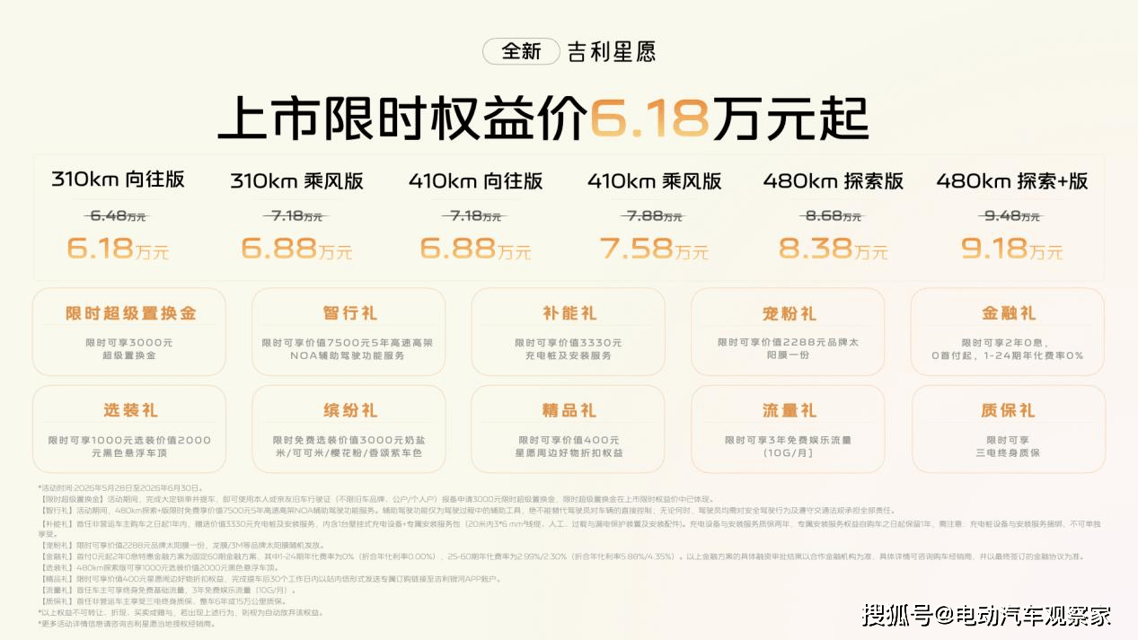 全新吉利星愿上市限时权益价618万起(图1)