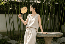 这件苎麻无袖背心，薄而有型，清凉入。娜沾└呒队炙沙冢