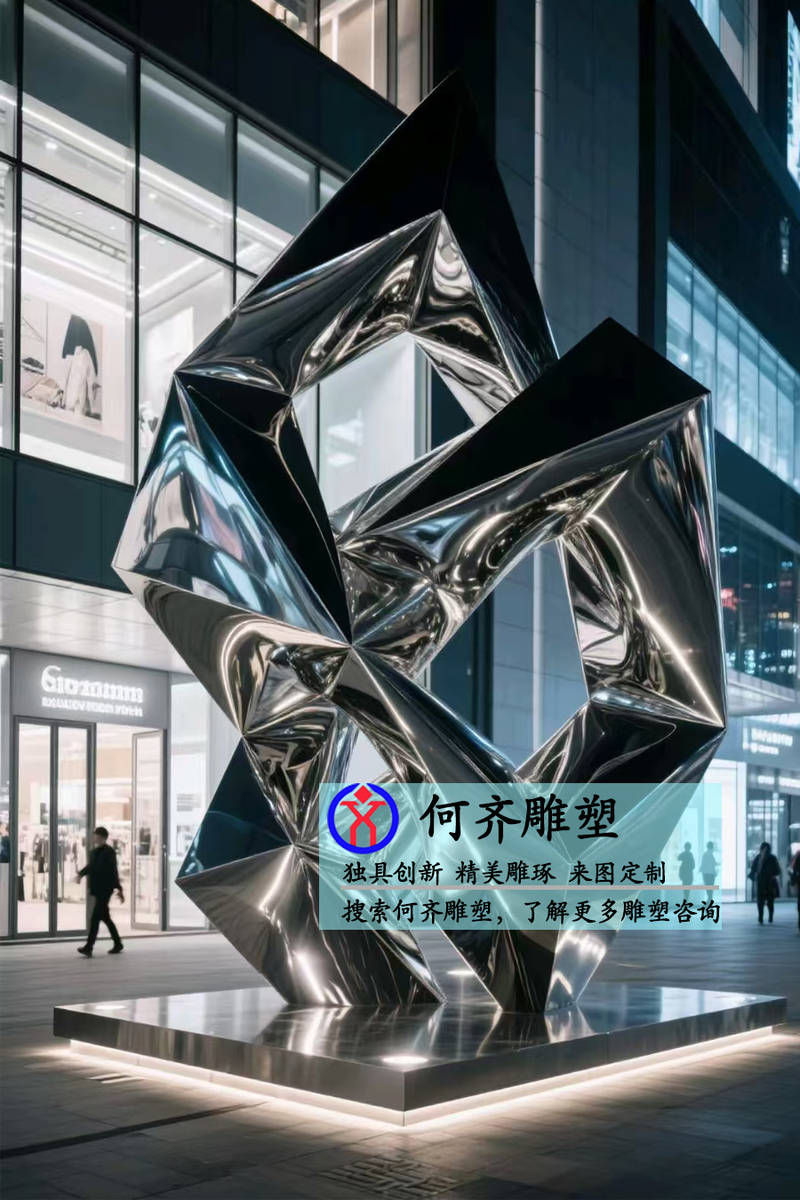 何齐——大型不锈钢几何雕塑