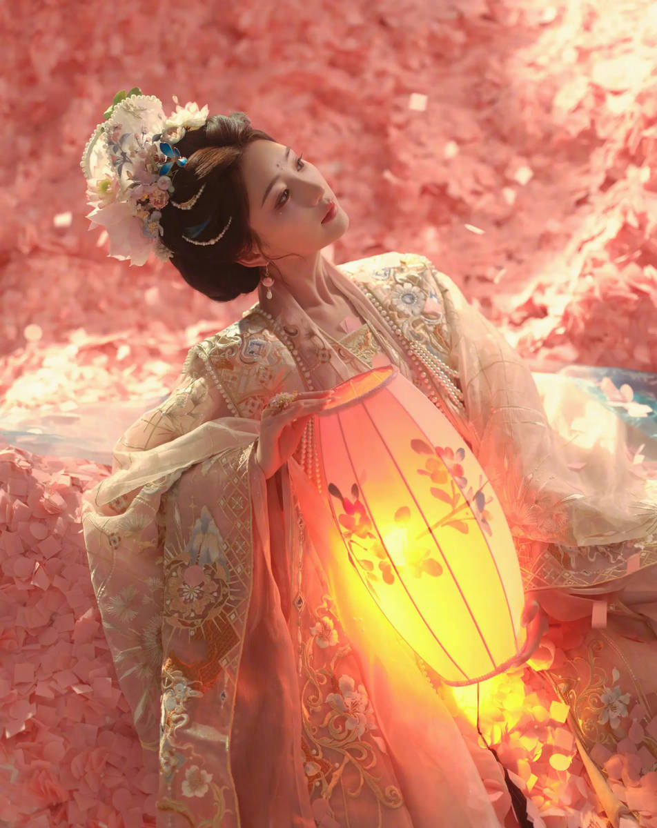 毛晓彤化身花神仙气灵动 提笔绘花灯温婉治愈