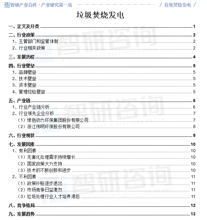 中国专业的产业知识平台多米体育登录智研产研中心——垃圾焚烧发电产业百科【165】