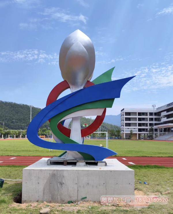不锈钢幸福绽放花卉雕塑承载着校园文化与价值观的传播使命