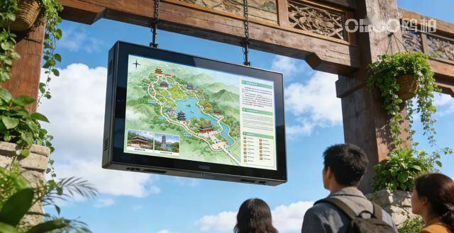 OBOO鸥柏丨55英寸IP65户外触控屏一体机车站宣传屏