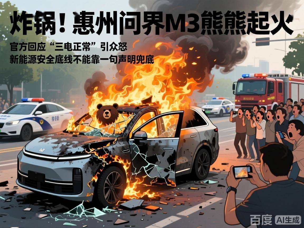炸锅！惠州问界M9熊熊起火官方回应“三电正常”引众怒新能源安全底线不能靠一句声明兜底(图1)