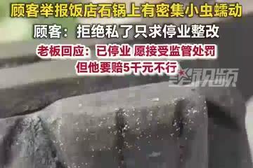 顾客用餐时石锅上爬满虫 钱头大自然餐厅：