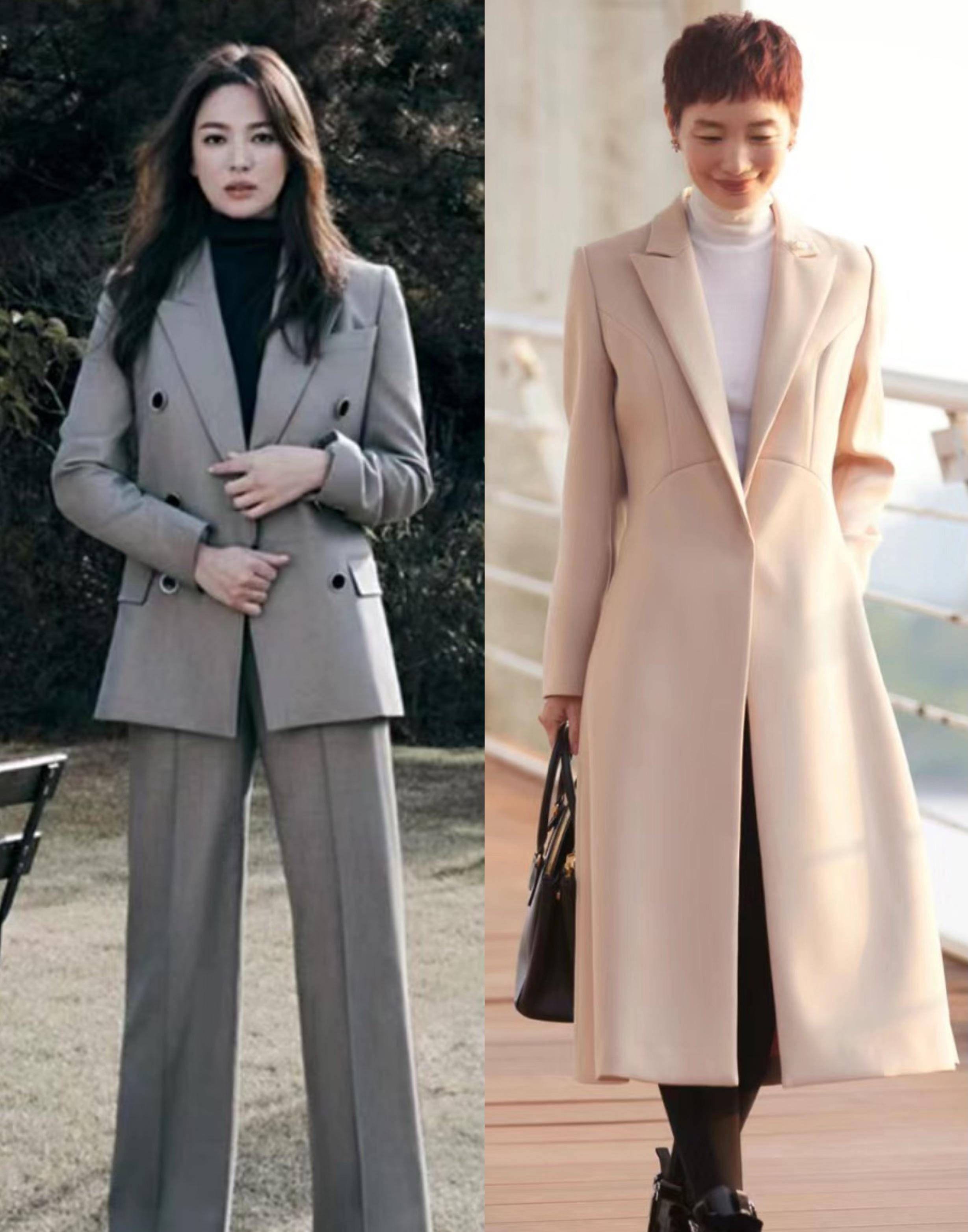 冬季通勤上班,就穿"西服外套 高领毛衣",优雅干练还保暖_西装_组合