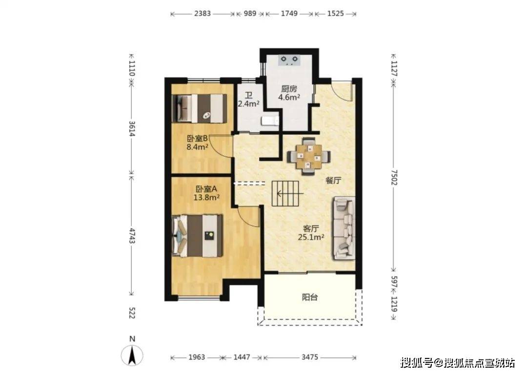 77平戶型:戶 型 圖 如 下:3000平全功能會所健身房,室內籃球場小區