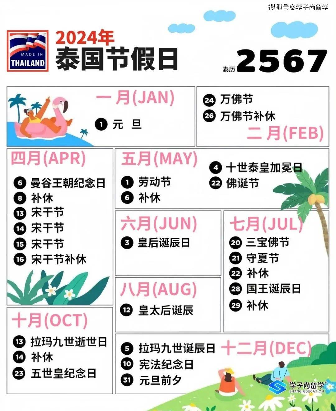 2024年泰国节假日公共假期时间表来啦!_活动_节日_全国性