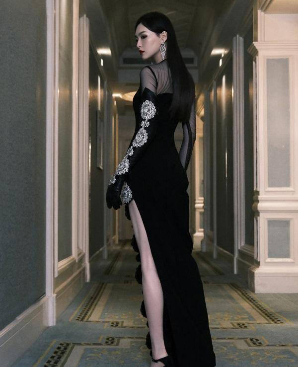 唐嫣告别傻白甜,一身黑裙气场强大长腿很突出_造型_风格_御姐