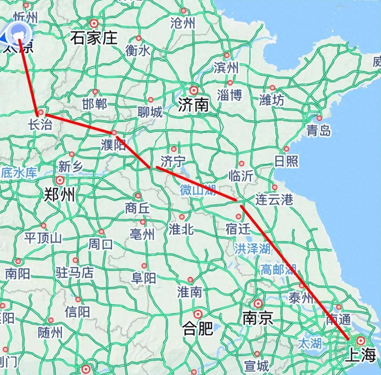 太原至长治段可利用郑太高铁,徐州至上海段可利用徐盐高铁,盐通高铁