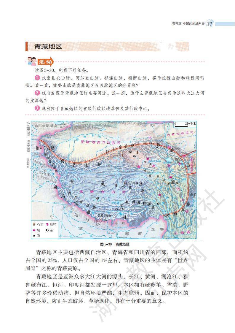 八年级下册地理书目录图片