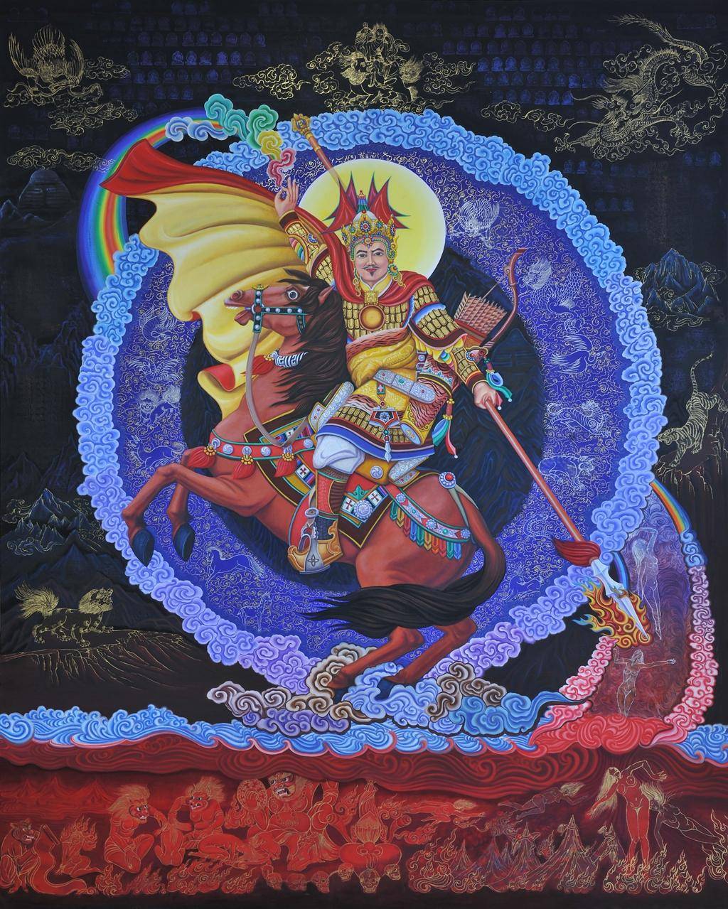 《岭·格萨尔王地狱救母》油画250x200cm