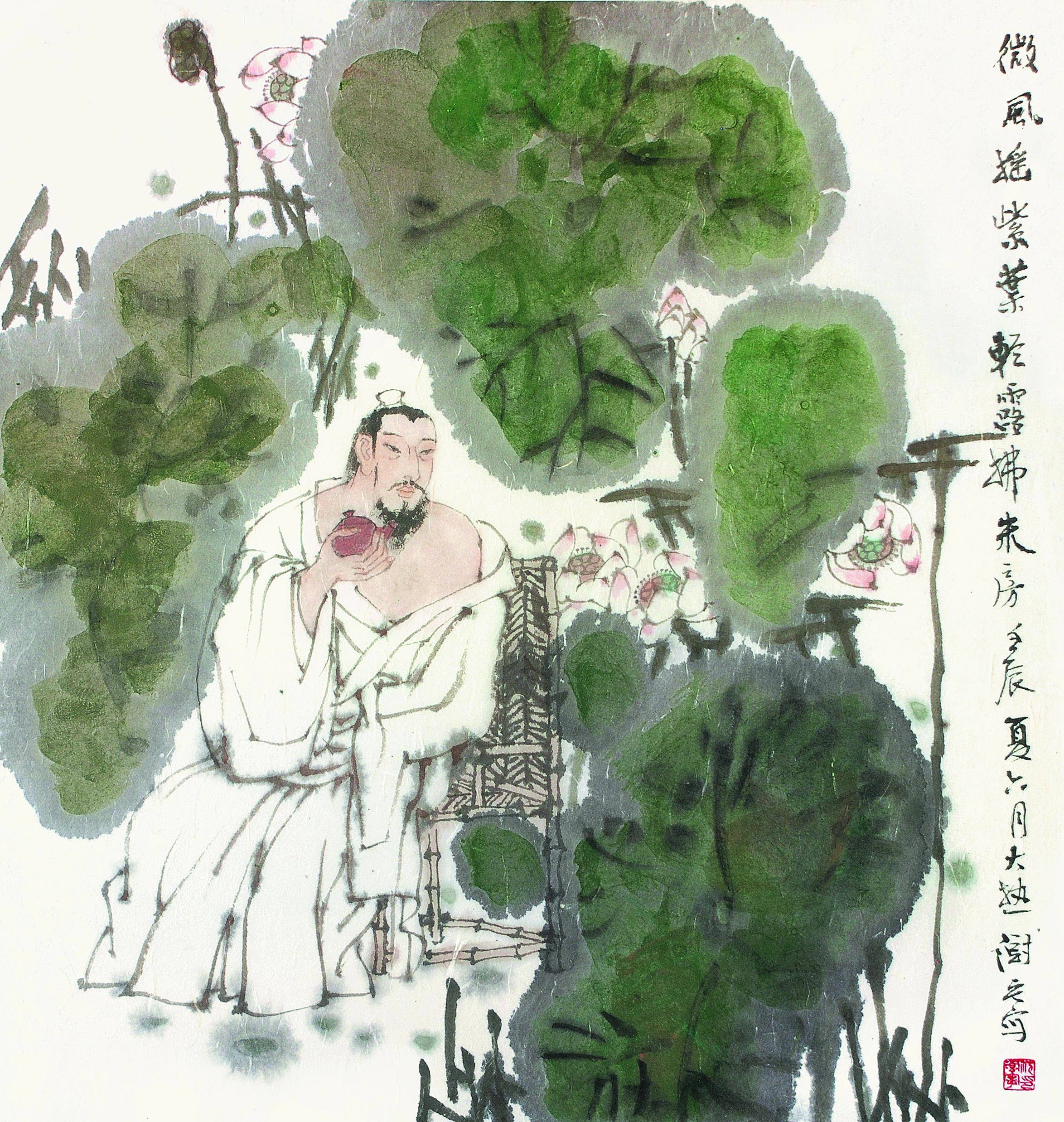 王之煥诗意 68x68cm赏荷图 46x48cm东坡诗意 33x21cm李白诗意 68x68