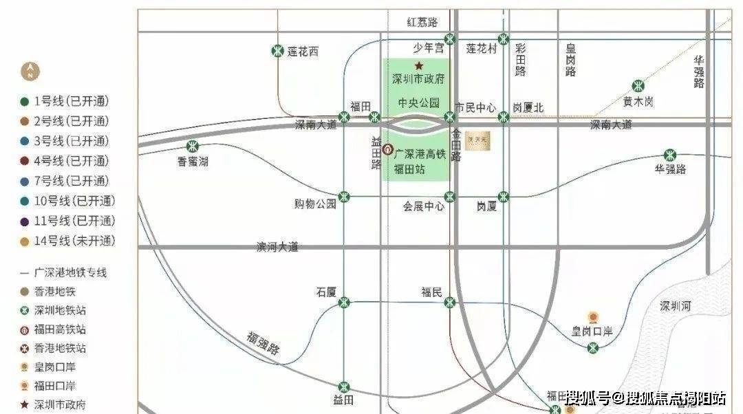 口岸),2條城市東西幹道(深南大道和濱河大道) 8條地鐵線中心天元one