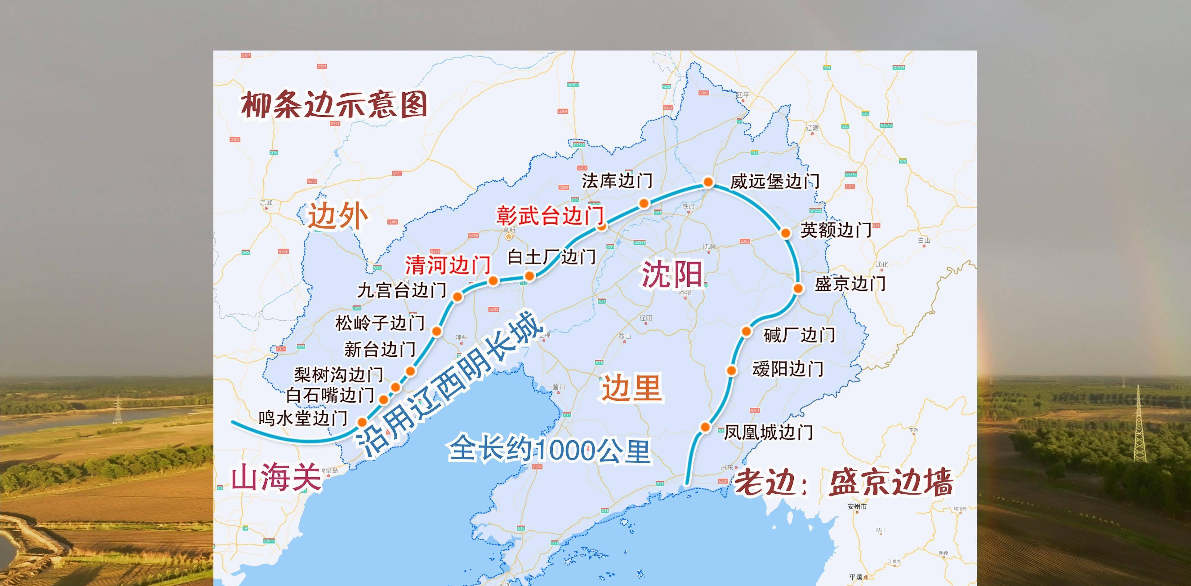 往南通山海關,從白廠門往東北上彰武,瀋陽,再向南轉至開原,丹東,也叫