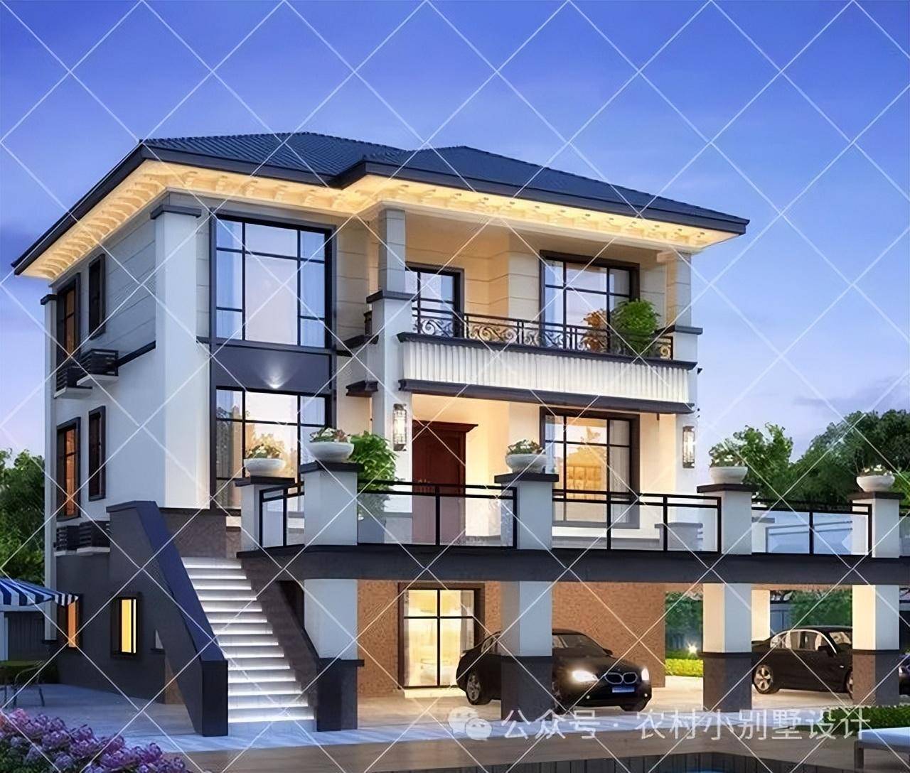 20套带架空层新中式自建房告诉你农村别墅这么建,再也不怕回南天_防潮