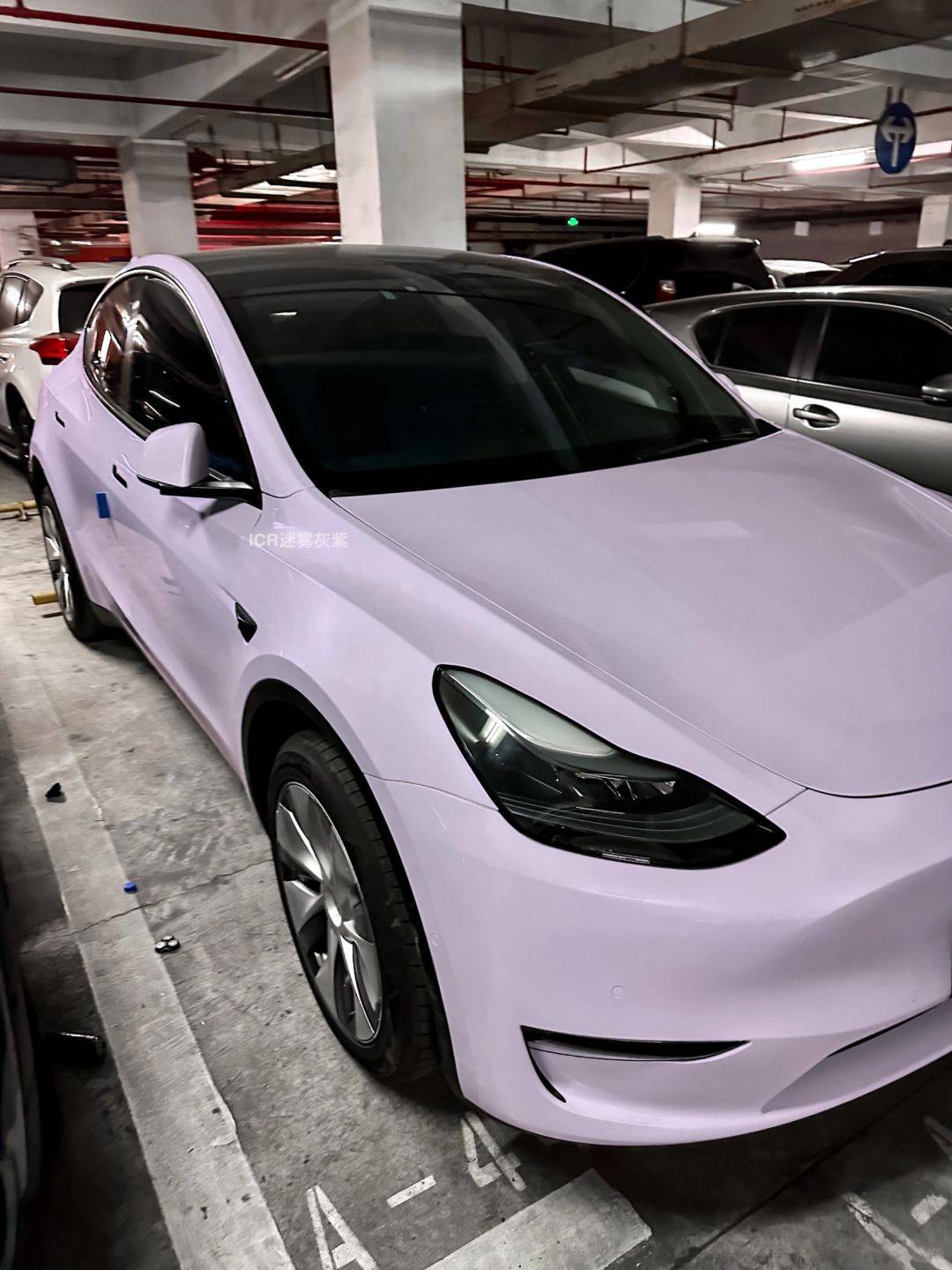 紫色的特斯拉,icr改色膜「迷雾灰紫」淡淡的灰紫色也太美了吧_实物