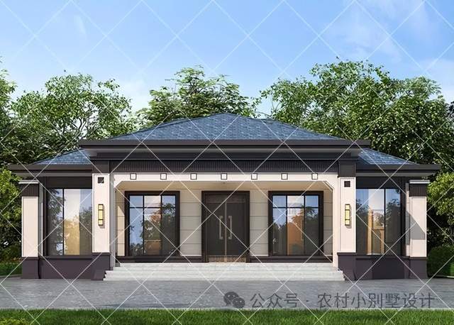 霸气十足30款一层新中式自建房别墅,农村养老自建房的