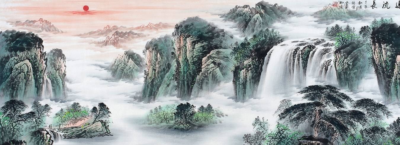 客厅中式装饰画,深受中老年人喜爱的淡雅古韵山水画