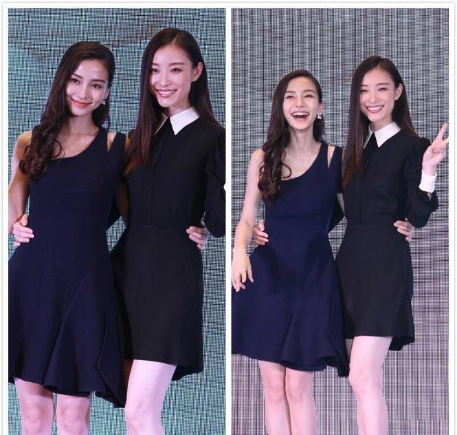 杨颖和倪妮关系也太好了,互相搂腰亲密无间,这画面真是养眼_黑色_裙子