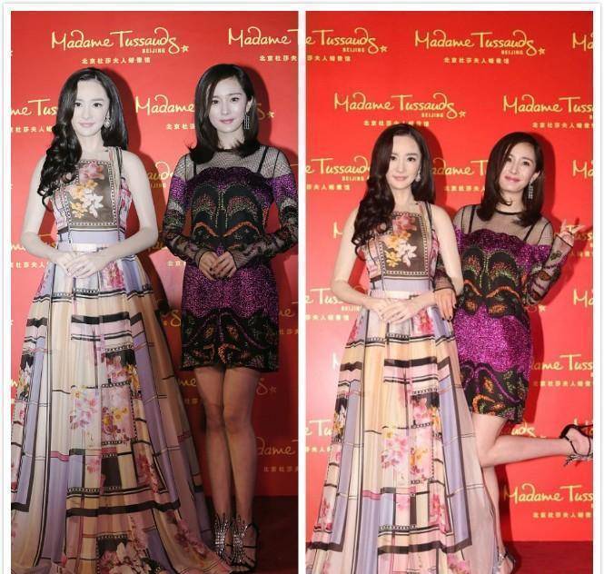 杨幂牵手自己蜡像,还真是惟妙惟肖相似度好高,不细看