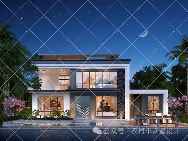 开春建房22款二层现代风自建房别墅图纸推荐,简约大气