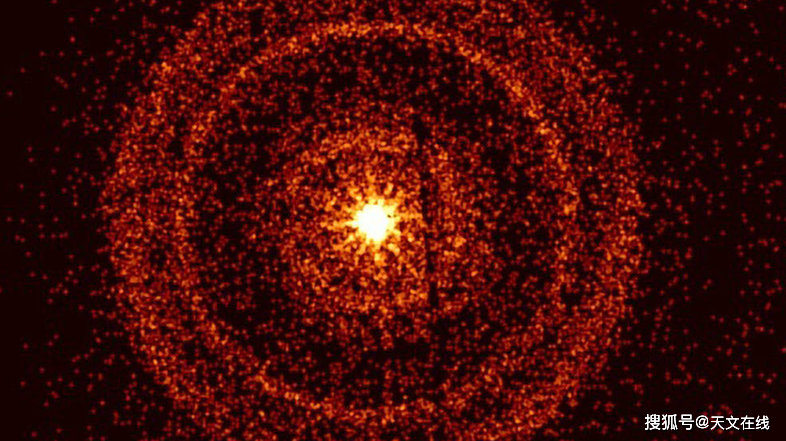 图 3 最强伽马射线暴引燃的宇宙尘埃环(图片来源:nasa/swift/a.
