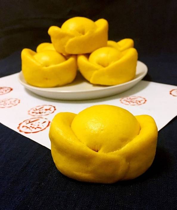 面点师慢动作教你如何做元宝馒头,黄金元宝馒头的做法,手法简单