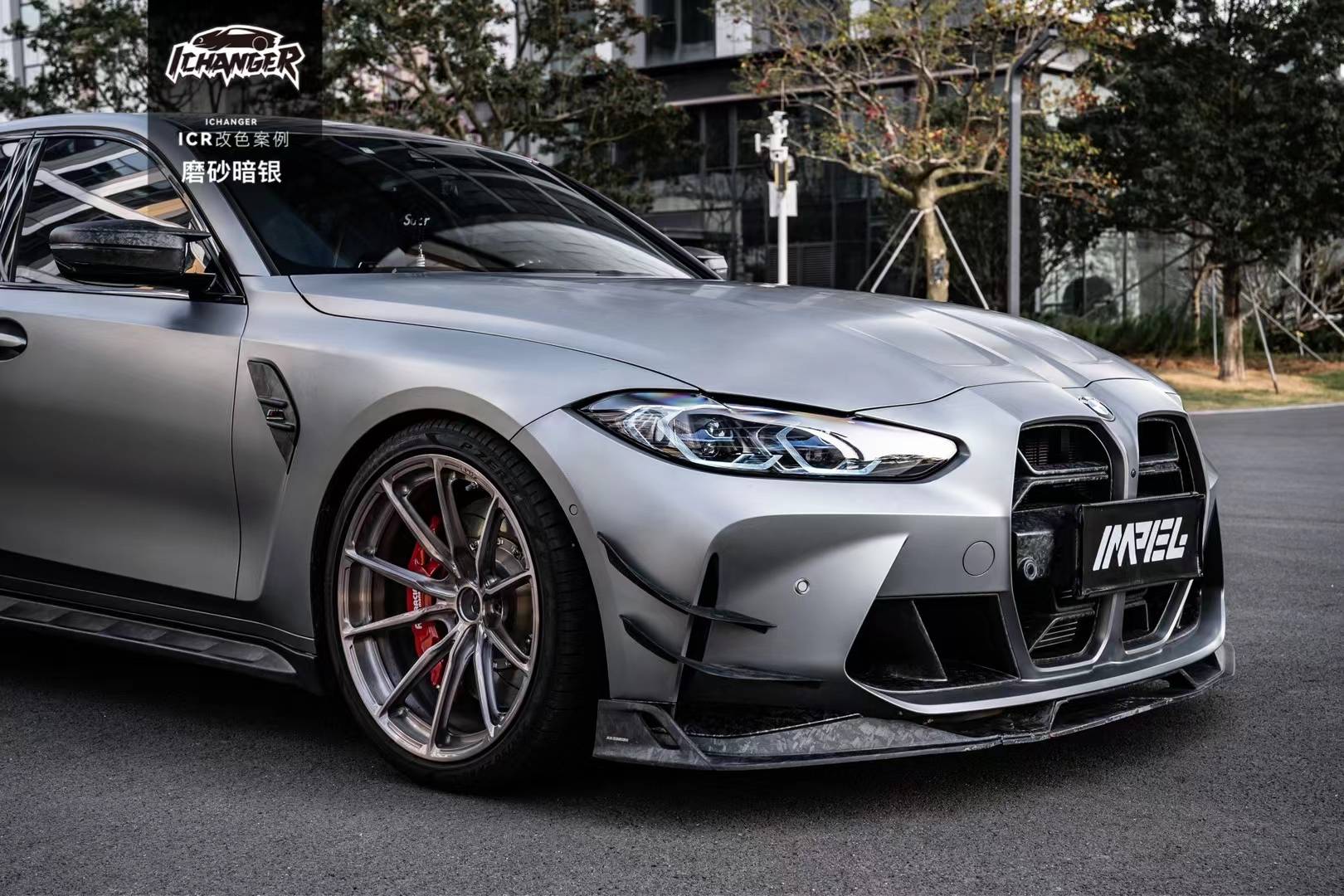 宝马m3-icr改色膜磨砂暗银,绝对算是天花板的存在