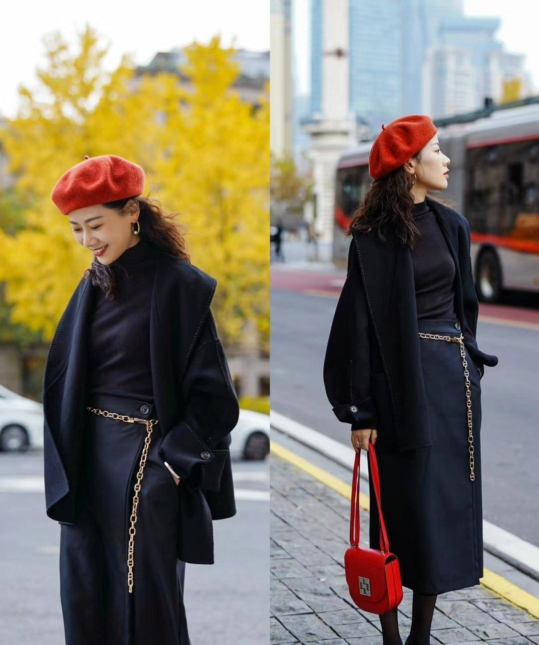 有品位的女性很少使用黑白配色,今年尝试红黑配,养眼又高级_红色_黑色