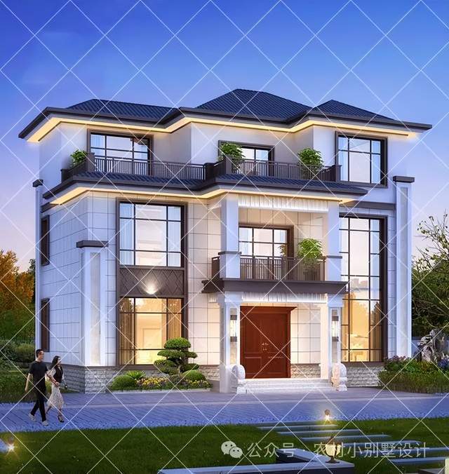 21款三层新中式农村自建房别墅,复试客厅楼中楼设计,2024建房首选