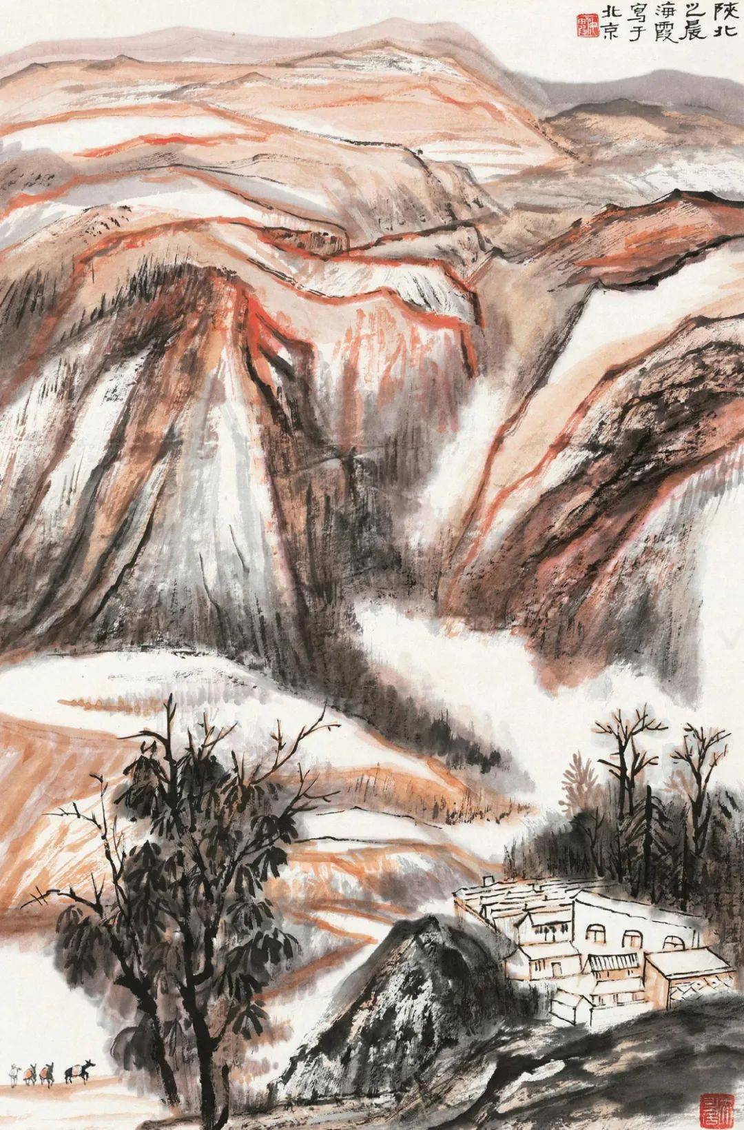 何海霞画里的小山村,意境绝美67!_作品_山水画_金碧