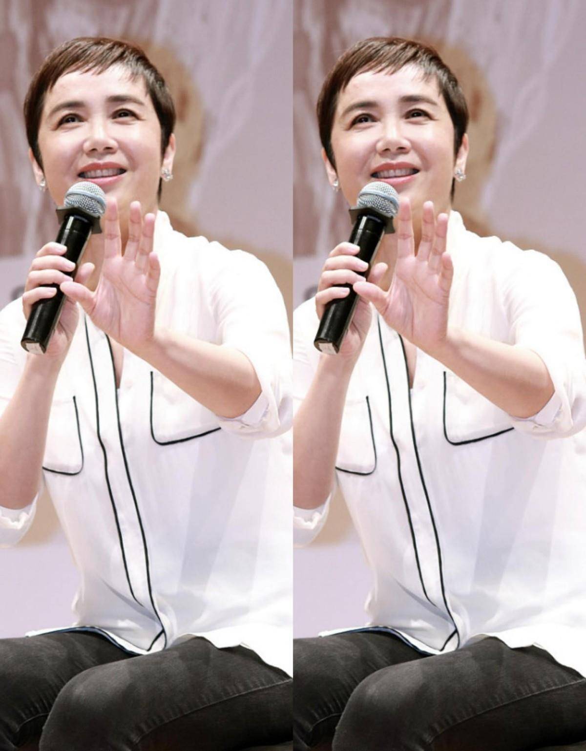 生图下的蒋雯丽还是有皱纹了,但穿上衬衫照样很知性,气质太好了_造型