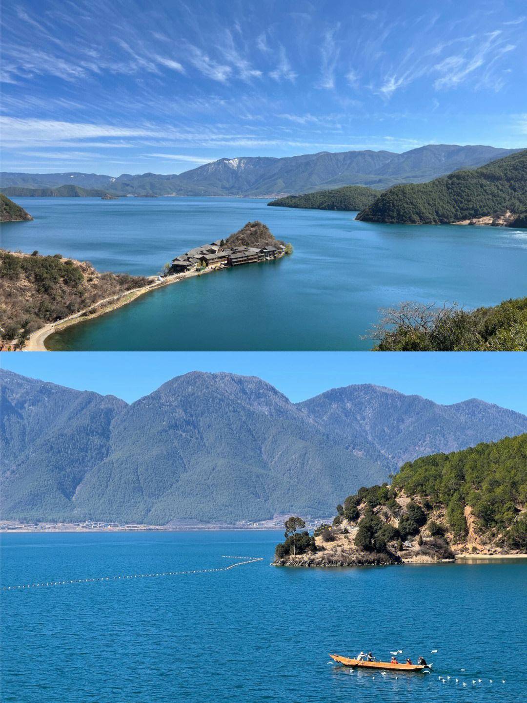 门票100元/人泸沽湖位于云南省与四川省交界处是中国最大的高山湖泊