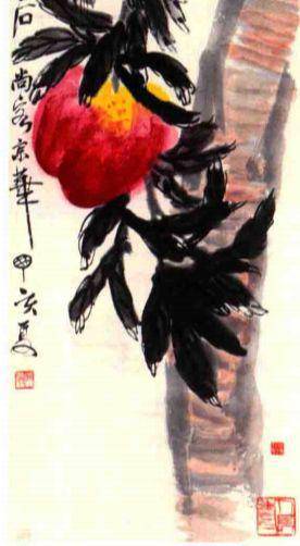 如何鉴定齐白石赠门人余中英的《寿桃图》_作品_书画