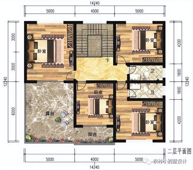 二层新中式自建房别墅,布局合理舒适,外观时尚美观_农村_新二_平面图