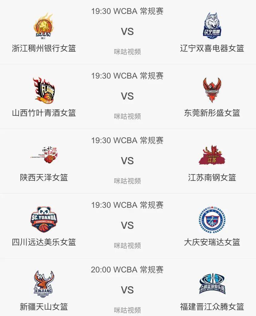 新疆女篮vs福建女篮四川女篮vs大庆女篮陕西女篮vs江苏女篮山西女篮vs