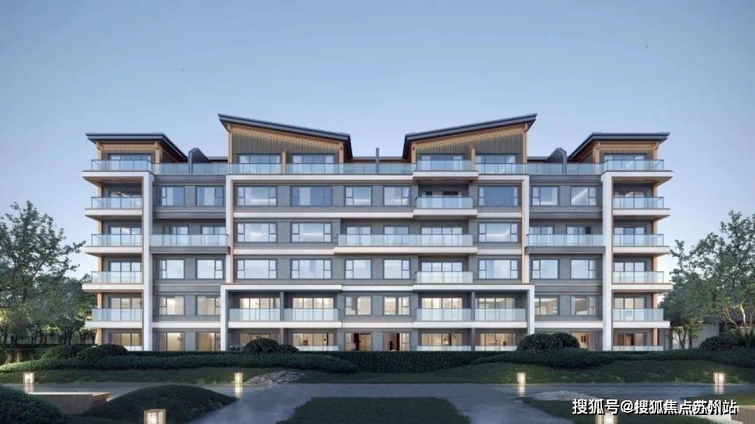 建发·檀府 项目部分楼栋顶部设置了类似"官帽"的造型,立面采用了浅