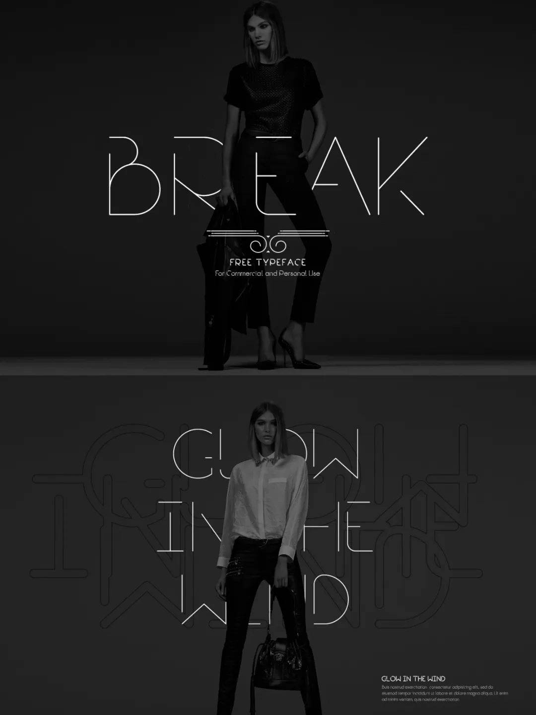 墨言教育丨一款非常漂亮且时尚的免费商用字体——break_素材_quark