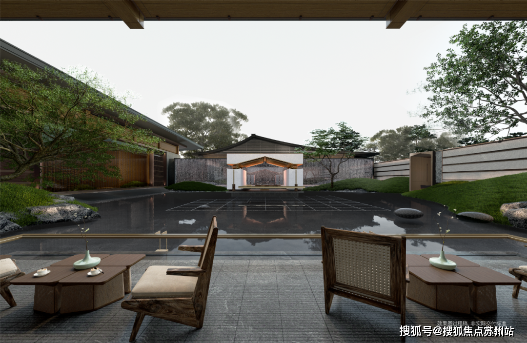 建发·檀府 项目部分楼栋顶部设置了类似"官帽"的造型,立面采用了浅