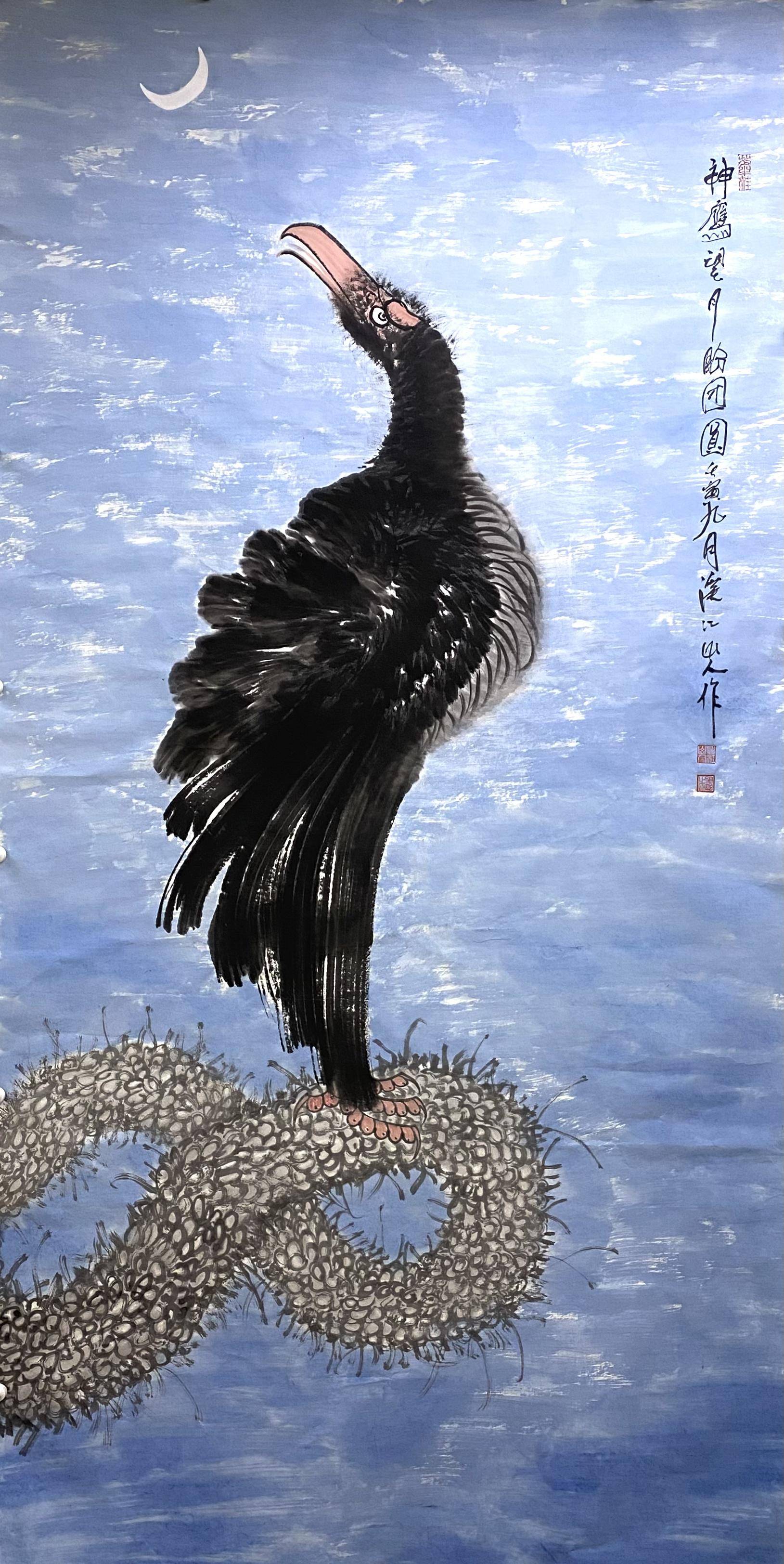 大笔挥洒,领略国画家朱祖国笔下雄鹰之美_作品_系列_创新