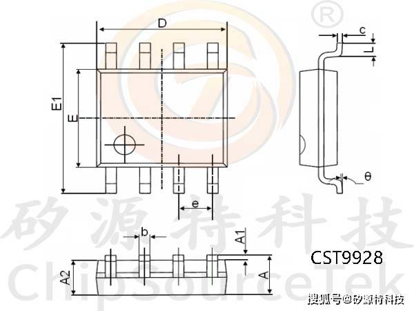 矽源特chipsourcetek-cst9928是sop8封装,20v,8a双n-mosfet_电荷_栅极