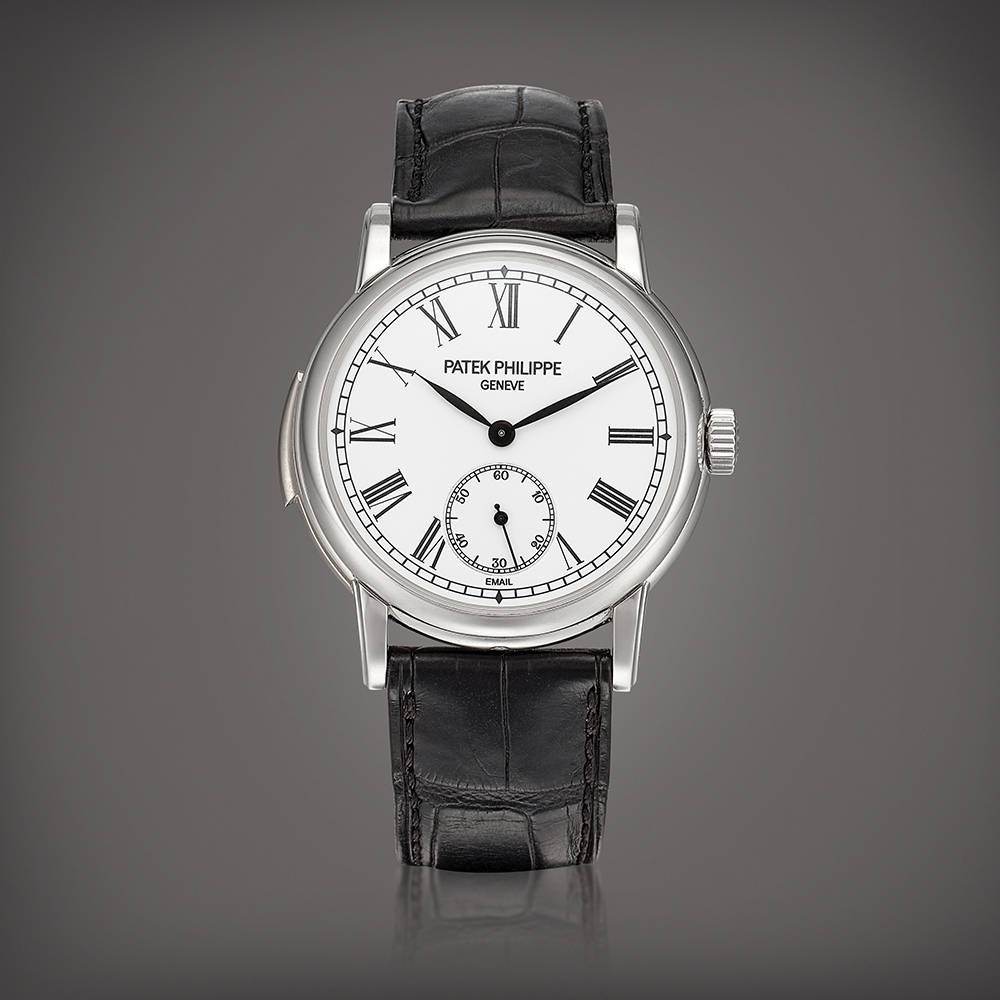 百达翡丽 型号5078铂金三问腕表,备珐琅表盘,约2011年制估价:1,600