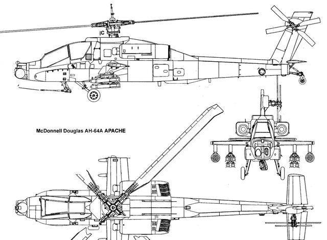 画一架阿帕奇直升机图片